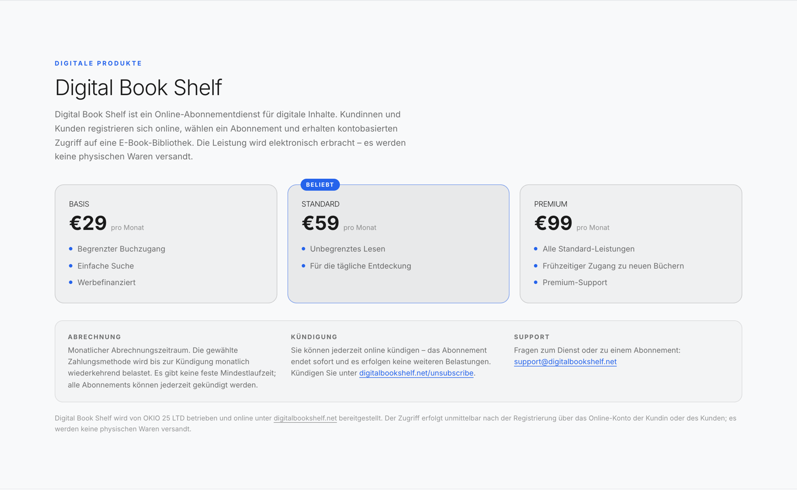 Digital Book Shelf auf beinsa-eu.com: E-Book-Abo der OKIO 25 LTD für 29, 59 oder 99 Euro monatlich