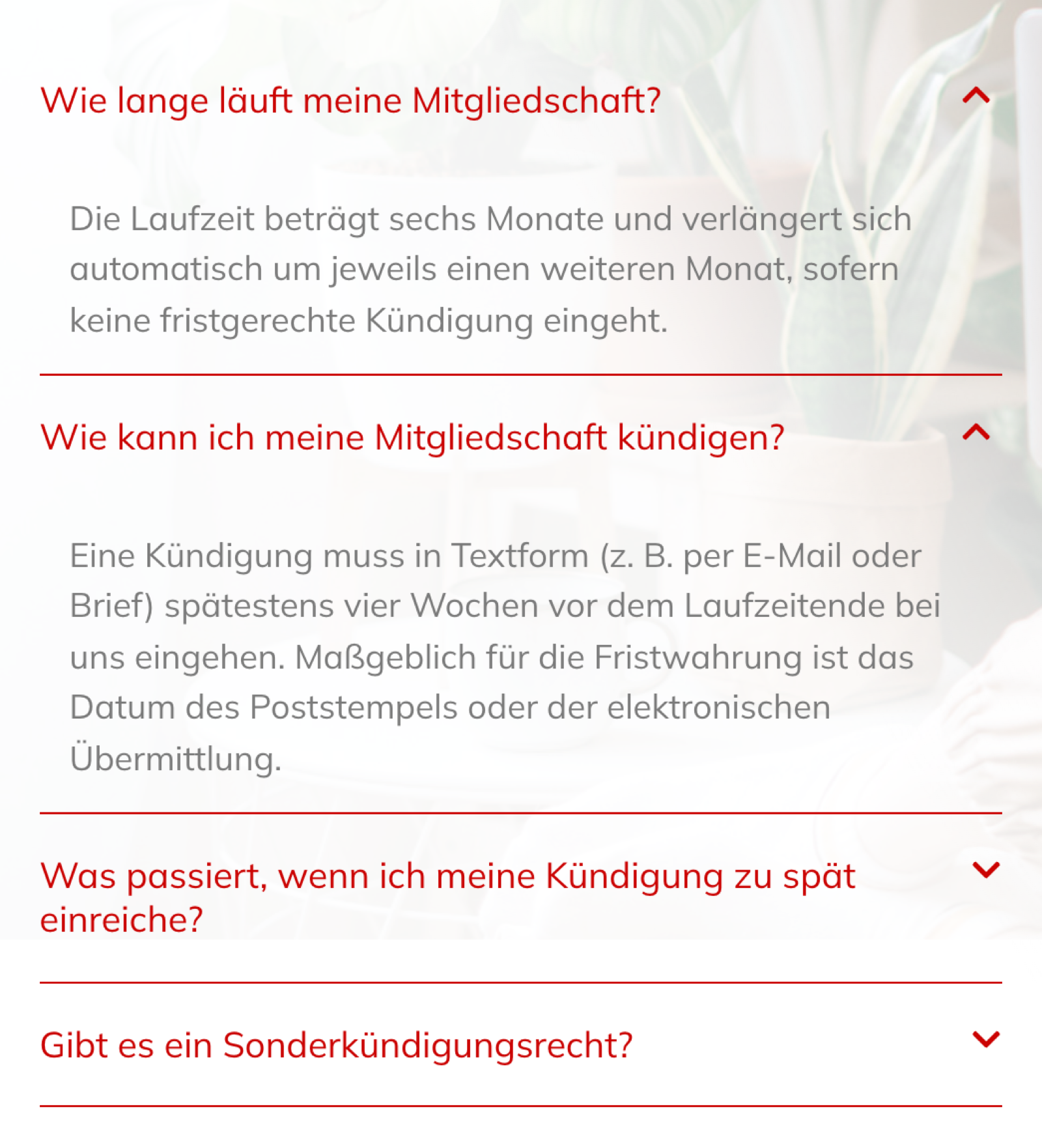 FAQ auf bonus24-kuendigen.com: Die Laufzeit beträgt sechs Monate und verlängert sich automatisch um jeweils einen weiteren Monat, Kündigung in Textform vier Wochen vor Laufzeitende
