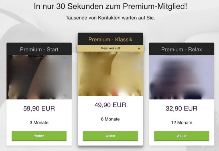 Beispiel der Premmiummitgliedschaften bei C-Date