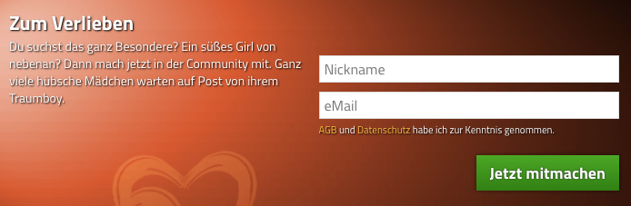 Screenshot der Anmeldeseite von erocommunity.com
