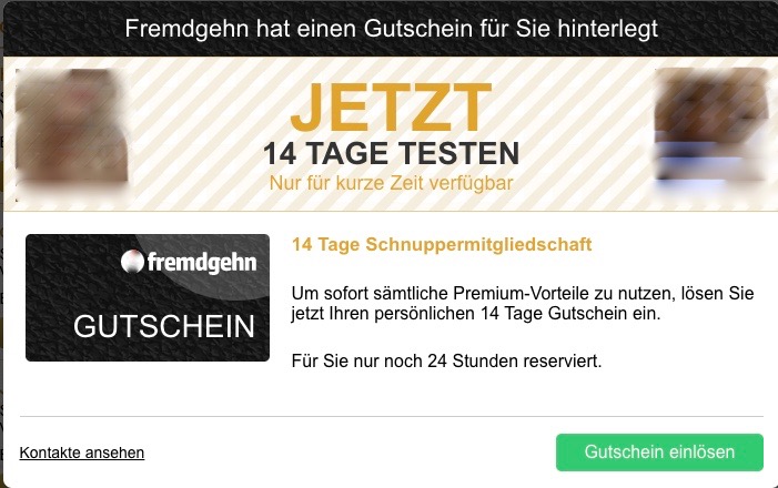 Darstellung der Schnuppermitgliedschaft bei Fremdgehn der EMK GmbH