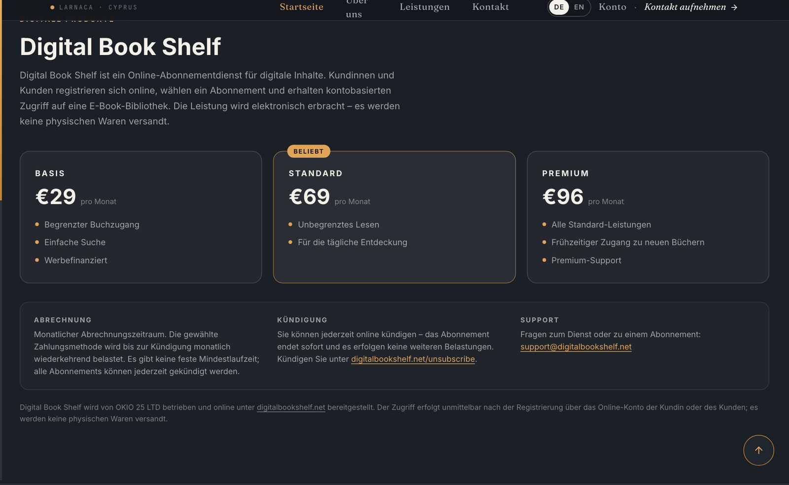 Digital Book Shelf auf genau-services.com: E-Book-Abo für 29, 69 oder 96 Euro monatlich