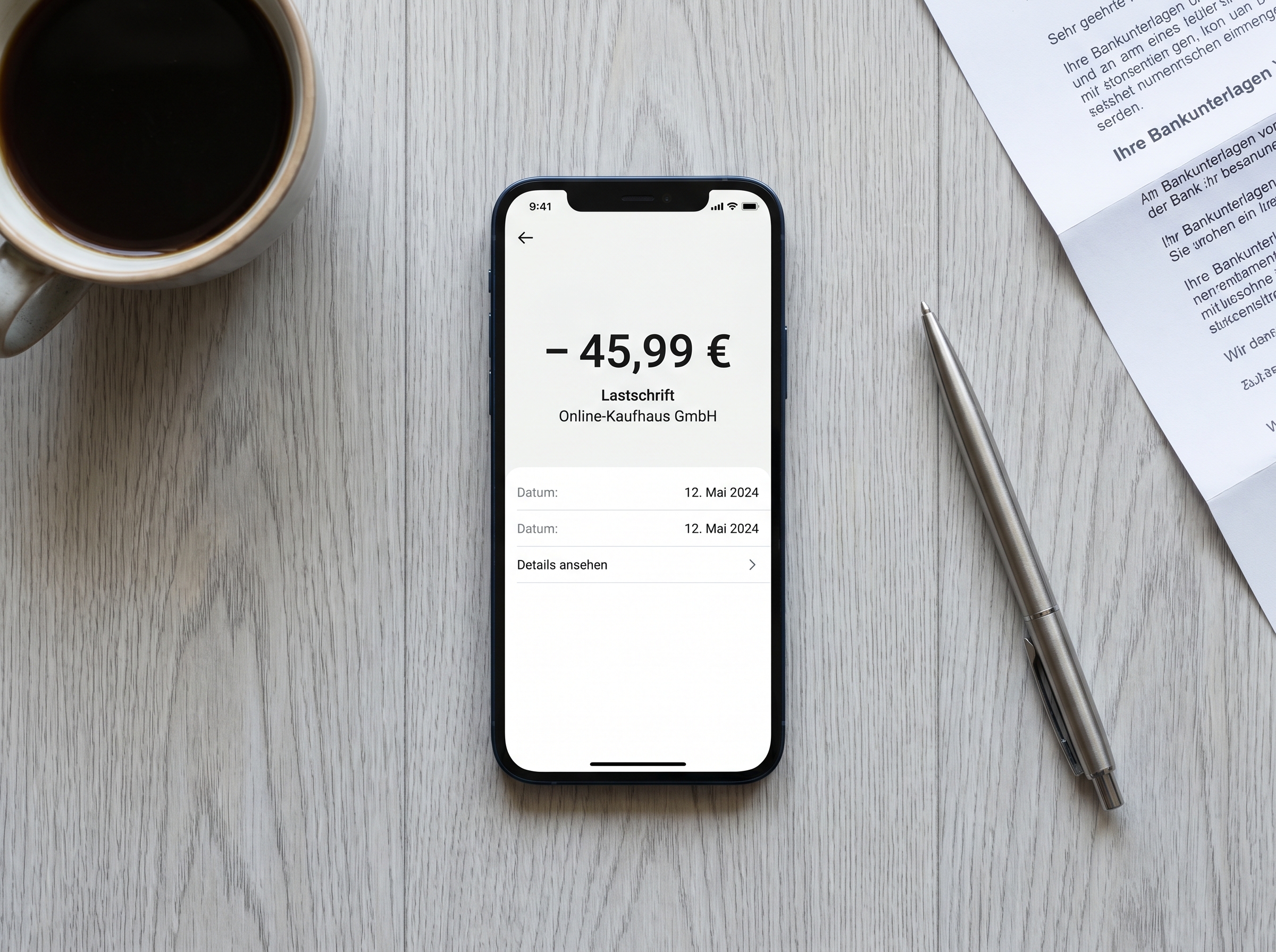Smartphone-Online-Banking mit einer SEPA-Lastschrift-Abbuchung