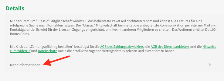 Screenshot der Details zur Mitgliedschaft bei onmobile bzw. ombill