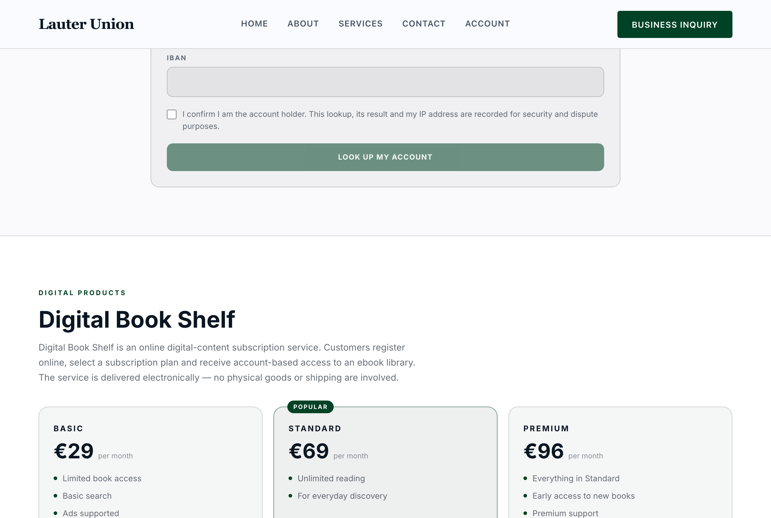 Digital Book Shelf auf lauterunion.com: E-Book-Abo für 29, 69 oder 96 Euro monatlich