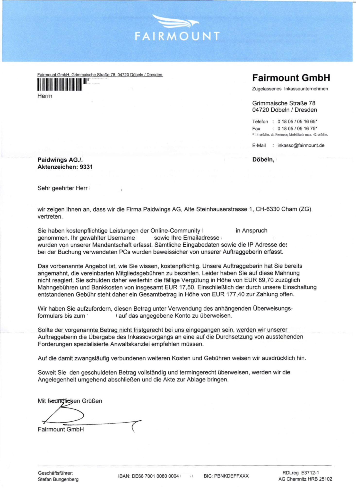 Fairmount GmbH – Inkasso Echt Oder Fake?