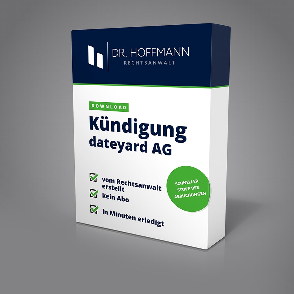 Box mit Kündigung für die dateyard AG