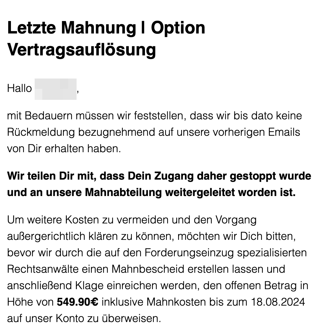 Letzte Mahnung für GuteFreunde.Online